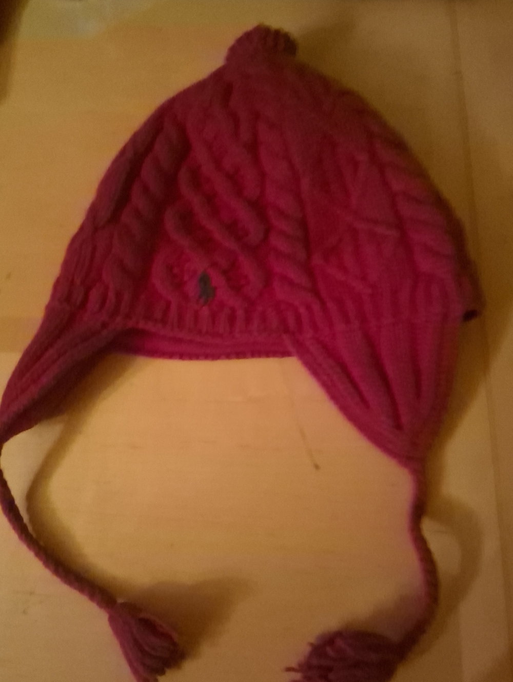 Ralph Lauren Kids Cable-Knit Earflap Hat in Fuchsia